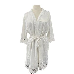 Le Rose‎ Lauren Lace Satin Champagne Robe SIZE M/L White READ